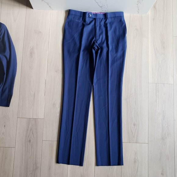 English Laundry 2Pc Suit Men’s 42R 35W Navy Blue 2-Piece Modern Fit Blazer Pants - Picture 10 of 14